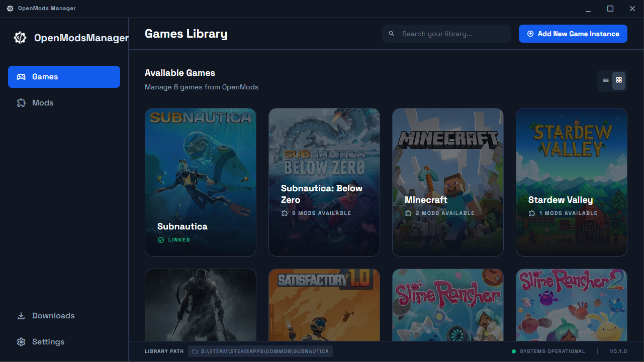 OpenMods Manager Games Library